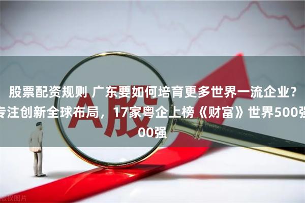 股票配资规则 广东要如何培育更多世界一流企业？专注创新全球布局，17家粤企上榜《财富》世界500强